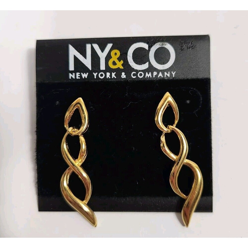 1 Pair "NY & CO" Gold Toned Dangle 3 Circles Earrings